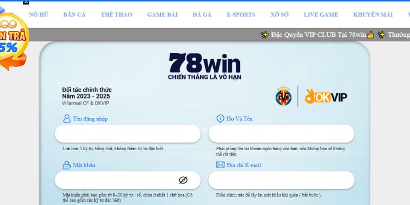 Cách thức đăng ký 78WIN cực kỳ đơn giản